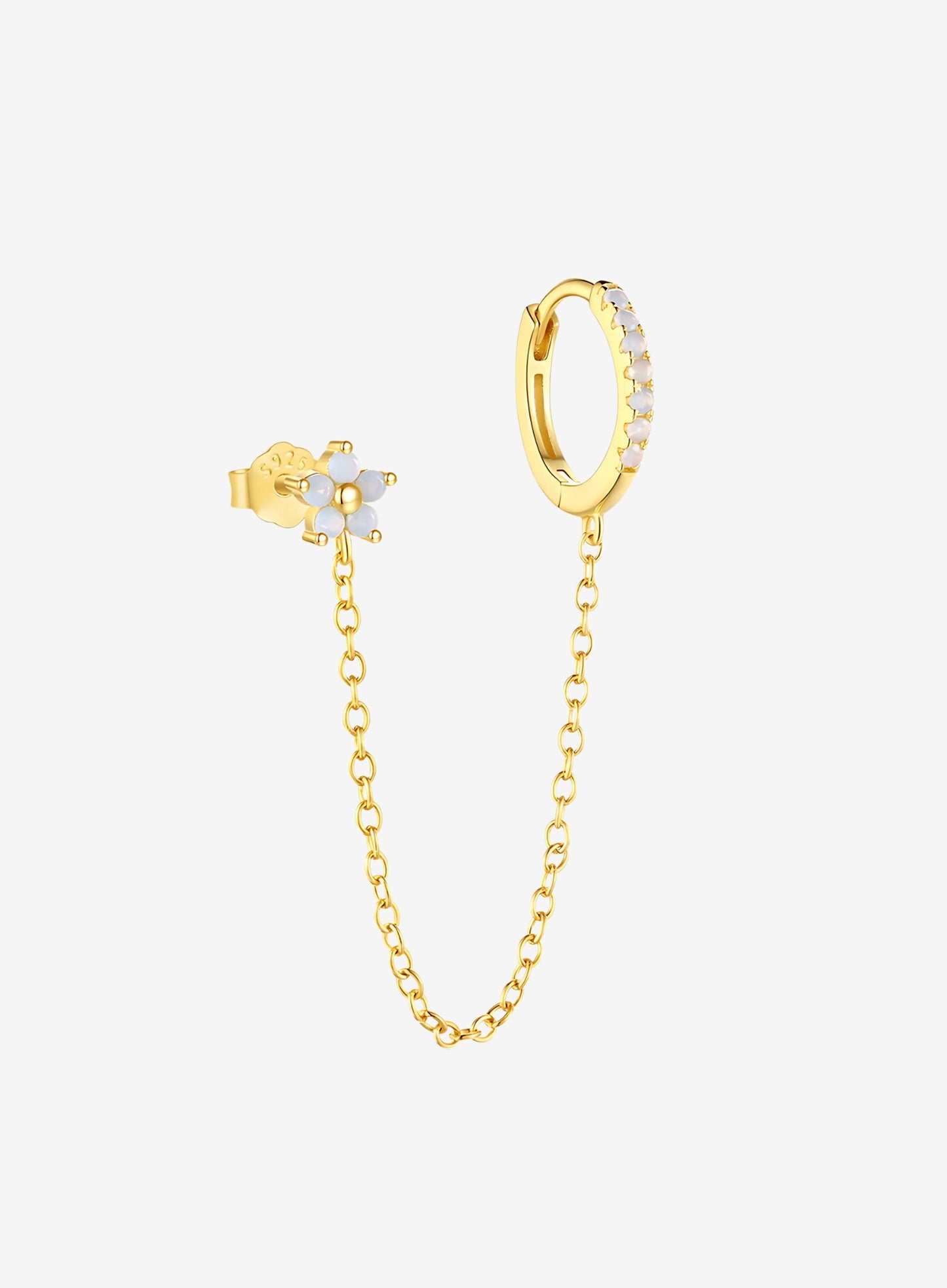 Opal Chain Link Stud & Huggie