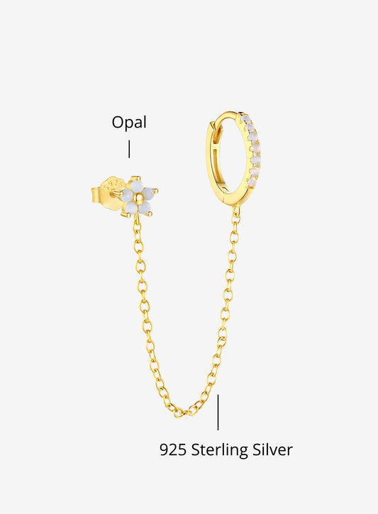 Opal Chain Link Stud & Huggie
