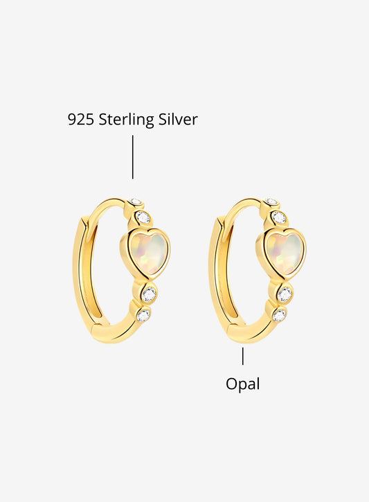 Luna Heart Opal Huggie