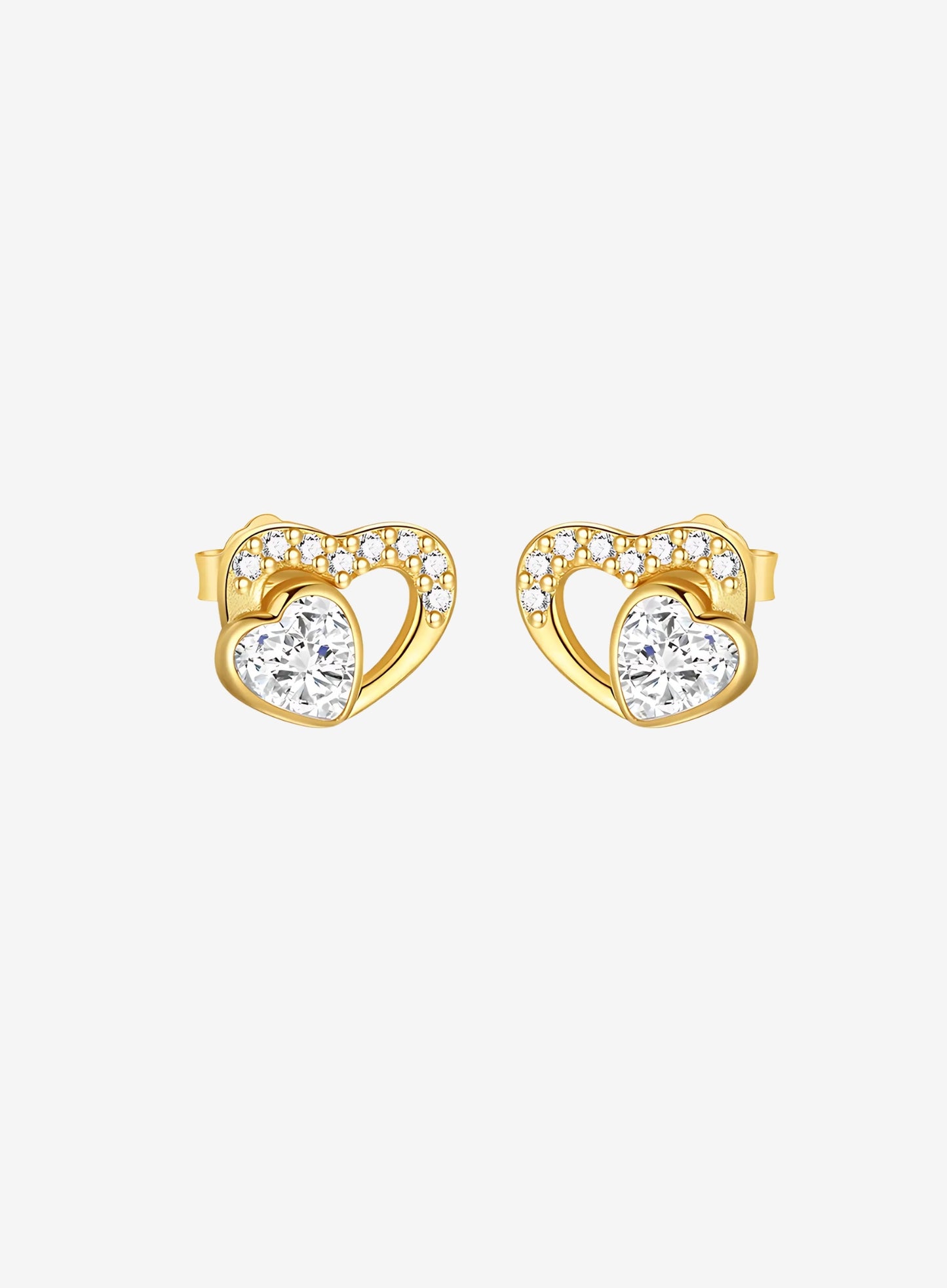 Double Heart Pavé Studs