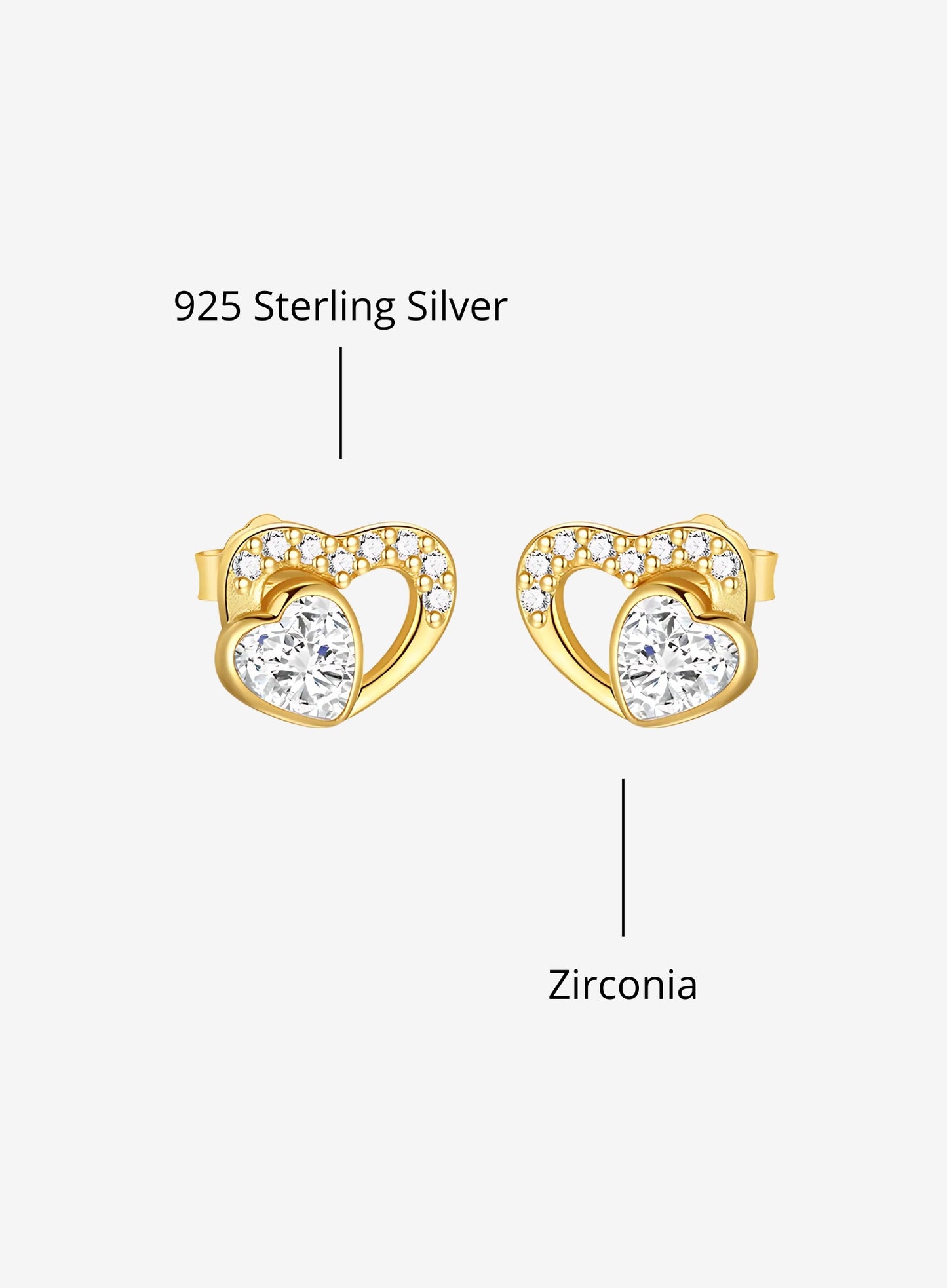 Double Heart Pavé Studs