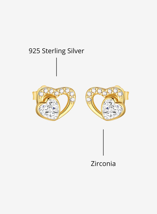 Double Heart Pavé Studs