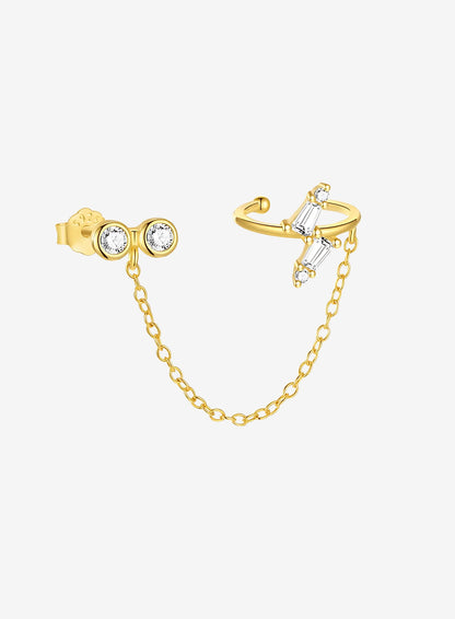 Double Zircon Chain Cuff