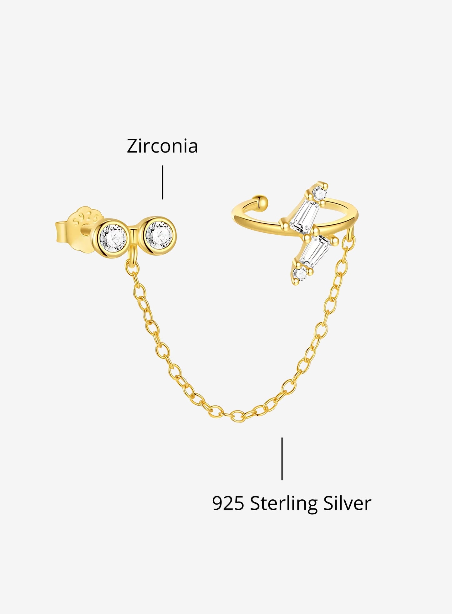 Double Zircon Chain Cuff