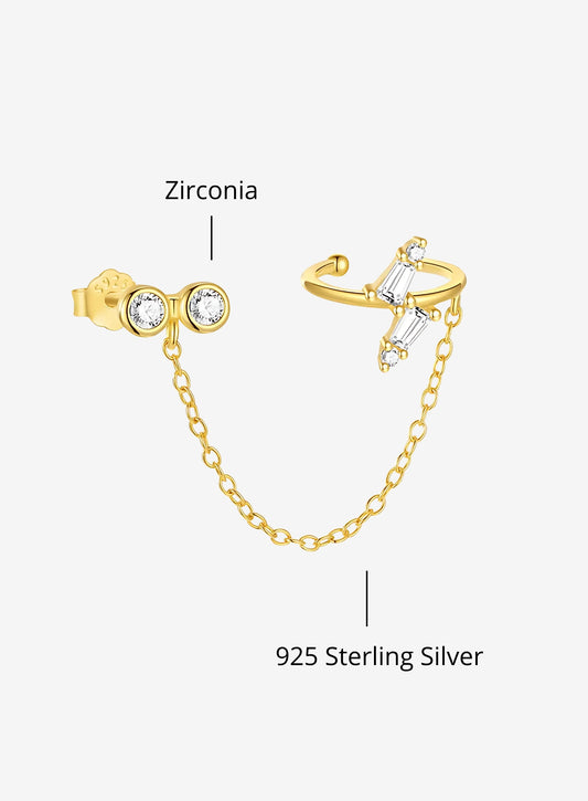 Double Zircon Chain Cuff