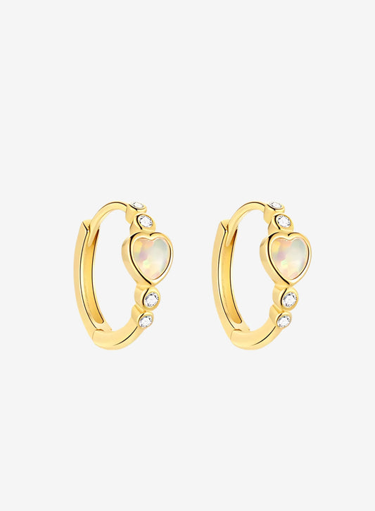 Luna Heart Opal Huggie