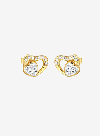 Double Heart Pavé Studs